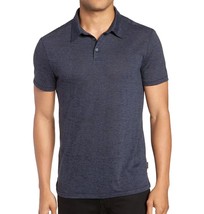 John Varvatos Star USA Men&#39;s Short Sleeve Burnout Stripe Polo Shirt Dark Blue - £39.17 GBP