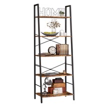Bookshelf, Ladder Shelf 5-Tier Bookcase For Bedroom, Industrial Book Shelves Sto - £94.99 GBP