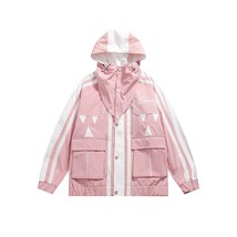 Men&#39;s Designer Jacket Female Windbreaker Multi Pocket work Pink Elegant Hooded Z - £117.60 GBP
