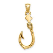 NEW 14K 3-D Large Fish Hook with Rope Charm - £325.08 GBP