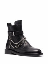 Zadig &amp; Voltaire Laureen High Chain Leather Ankle Boots Black , Sz 38, NEW! - $395.99