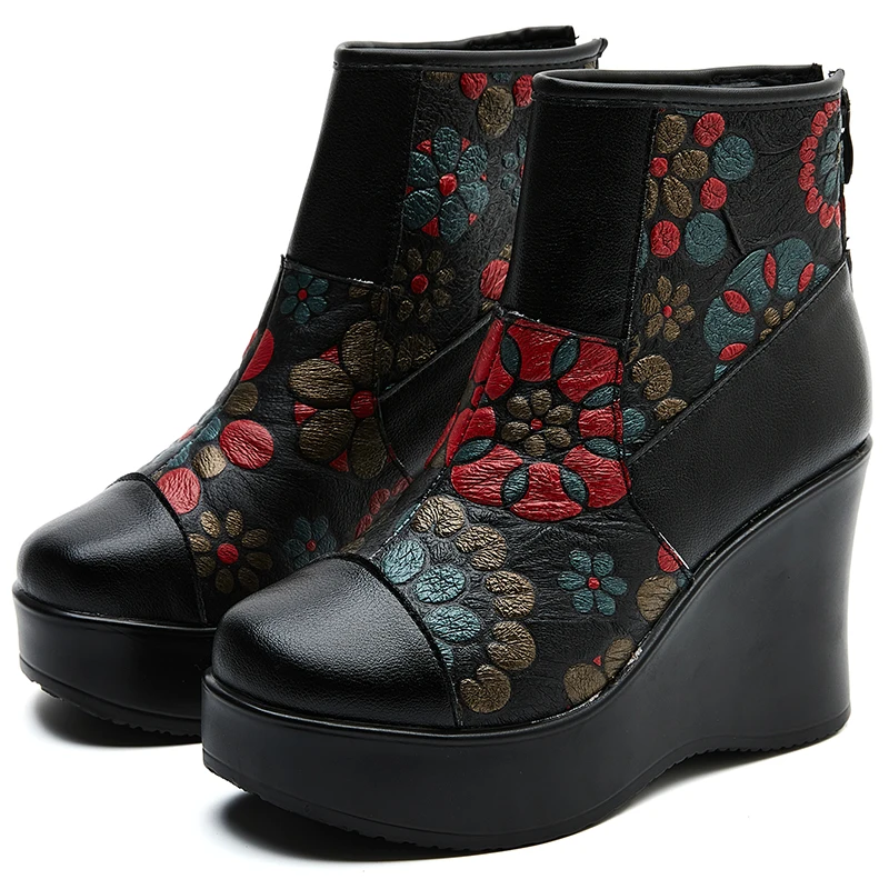 2024  Women Boots Leather Women Shoes Round Toe  Wees Handmade Ankle Platform Bo - £238.52 GBP