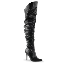 PLEASER Sexy 5&quot; High Heel Stilettos Black Scrunch Pointed Toe Thigh High Boots - £79.09 GBP