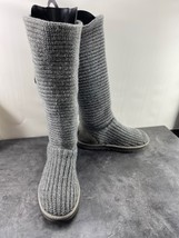 Ugg Australia Boot Women 8M Cardy Tall Shoes Gray Knit Crochet Pull On Snow - $27.54