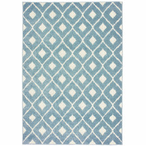 10 X 13 Blue and Ivory Geometric Stain Resistant Indoor Outdoor Area Rug - €473,85 EUR