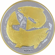 Alaska Mint King Salmon Medallion Silver Gold Medallion Proof 1 Oz. - $2,789.32 MXN