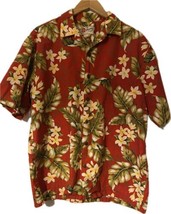 Vintage Hilo Hattie red floral Hawaiian button up shirt sz Large Made in... - £17.38 GBP