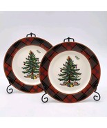 Set Of 2 Spode Christmas Tree Tartan 7.75 Inch Salad Plate Brand New Shi... - $560.33 MXN