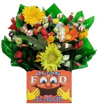 Junk Food Junkie Gift Box with Hard Candy Bouquet - Great as a Birthday, Congrat - £35.96 GBP