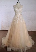 Champagne Wedding Dresses Bridal Dress with Lace  - £202.98 GBP