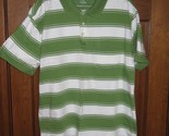St. John&#39;s Bay Green &amp; White Striped Jersey Polo Shirt - Size XL - £13.40 GBP