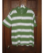 St. John&#39;s Bay Green &amp; White Striped Jersey Polo Shirt - Size XL - $16.82