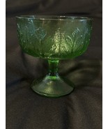 Vintage F.T.D. Green Glass Compote Dish 1978 Pedestal 5.75”x5.5” Leaf Pa... - $24.95