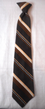 Mens Clip On Ties Pre-tied Necktie Fashionaire Browns Golds Side Striped... - £7.76 GBP