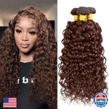 22 22 22 Inch Chocolate Brown Bundle 4 Dark Brown Water Wave Human Hair ... - $53.76