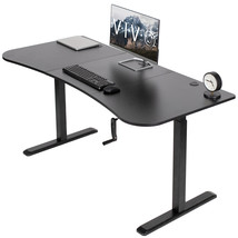 VIVO Black 63&quot; x 32&quot; Manual Height Adjustable Stand Up Desk Frame with D... - £345.65 GBP