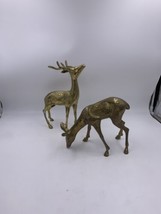 Vintage Andrea by Sadek Set of Brass Spotted Deer Buck and Doe Made in Korea - £63.24 GBP