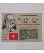 Vintage 1985 14K Solid Gold Harry S. Truman 100th Birthday Commemorative... - £23.14 GBP