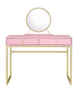 Pink &amp; Gold Vanity Desk: 2 Drawers, Mirror &amp; Jewelry Tray Storage - $8,438.10 MXN