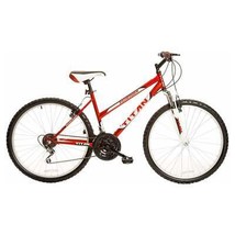 Titan Pathfinder 26 Inch 18-Speed Womens Mountain Bike Suspension Red White New. image 3