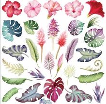 1 Sheets Hawaiian Flowers Hibiscus Planner Stickers for DIY Crafts Scrap... - $5.90