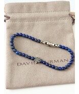 David Yurman .925 Sterling Silver Lapis Beads Star Of David Men&#39;s Bracel... - $780.50 CAD