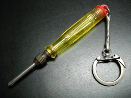 Key Chain Screwdriver with Three Attachements Red Yellow Made in Hong Kong - £7.86 GBP