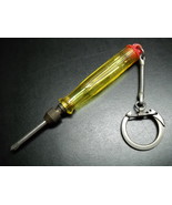 Key Chain Screwdriver with Three Attachements Red Yellow Made in Hong Kong - £7.83 GBP