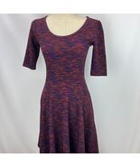 LuLaRoe Burgundy Heathered  S Fit And Flare Dress Round Neck Short Sleev... - $22.49
