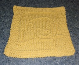 Handmade Knit Cute Puppy Dog Design Cotton Dishcloth Yellow Dog Lover Brand New - £6.72 GBP
