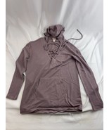 Mossimo Womens Lace Up Hoodie Long Sleeve Pullover Top Kangaroo Pocket X... - $11.26