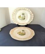 American Limoges set of 2 Platters 12&quot; oval Chateau France white 22K gol... - $32.29