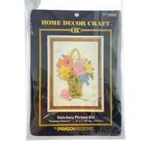 Paragon Needlecraft Stitchery Picture Summer Flowers Partial Kit Canvas Instruc. - $12.55