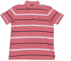 Nautica Performance Deck Shirt Mens Medium Peach Polo Short Sleeve Classic - $13.96