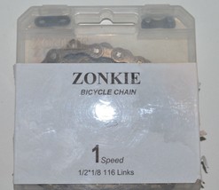 Zonkie Bicycle Chain 1 Speed 1/2&quot; 1/8 116 Links ZK-SX1 - $14.24