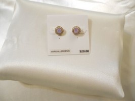 Department Store  3/8&quot; Gold Tone Simulated Pink Diamond Stud Earrings Y472 - £5.99 GBP