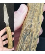 Antique early 1900&#39;s knife staghorn antler fixed OLD &amp; BEAUTIFUL! - $742.28 MXN