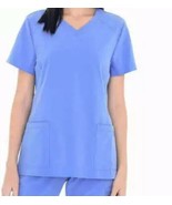 BT Supply Co. ~ Ladies&#39; Size XL ~ Scrub Top ~ V-Neck ~ Blue ~ Polyester/... - $284.23 MXN