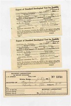 2 Reports of Standard Serological Test for Syphilis &amp; Laboratory Receipt... - $37.62