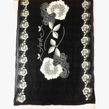 White Flowers on Black Bohemian Style Wrap Scarf Lightweight Piece of Fa... - £15.69 GBP