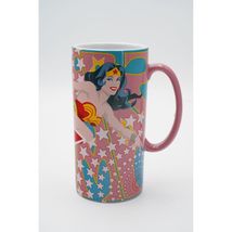 Six Flags DC Comics Wonder Woman 16 oz. Mug Tall Pink 6.25&quot; H Made in Th... - $21.38