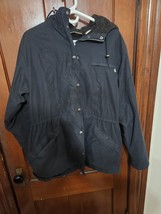 Nordstrom Polyester Hooded Black Lined Coat Mens Size L - $29.70