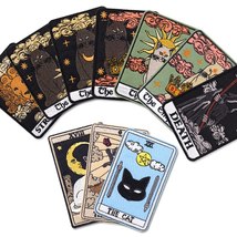 Cat Tarot Card Patch | Funny Kitty Iron On Patches | Occult Embroidered Stickers - £11.07 GBP
