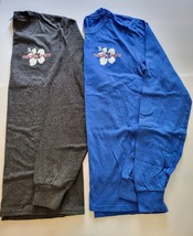 LOT of 2 - Trader Joe&#39;s T-Shirt Sz Small Long Sleeve Crew Neck Gray Blue Shirts - £22.49 GBP