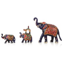 Metal hand painted elephant Indian Royal elephant figure artistic elephant - £55.29 GBP