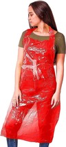 100 Pack Red Disposable Plastic Aprons 28 x 46&quot; High-Quality PE 1.0 mil - £21.65 GBP