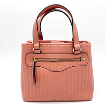 Nicole Miller Quilted Satchel Handbag Coral Pink Top Handle Crossbody Strap  - £27.08 GBP