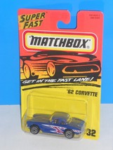 Matchbox SuperFast Mid 1990s Release #32 &#39;62 Corvette Blue No Hood Tampos - $7.92
