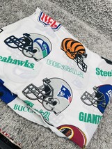 Vintage 1993 NFL Football Team Helmets Bibb Company Twin Bed Sheet 3 Piece Set - £26.83 GBP