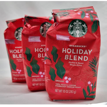 3 Starbucks Holiday Blend Limited Edition Ground Coffee Bags 10oz NEW - $34.99